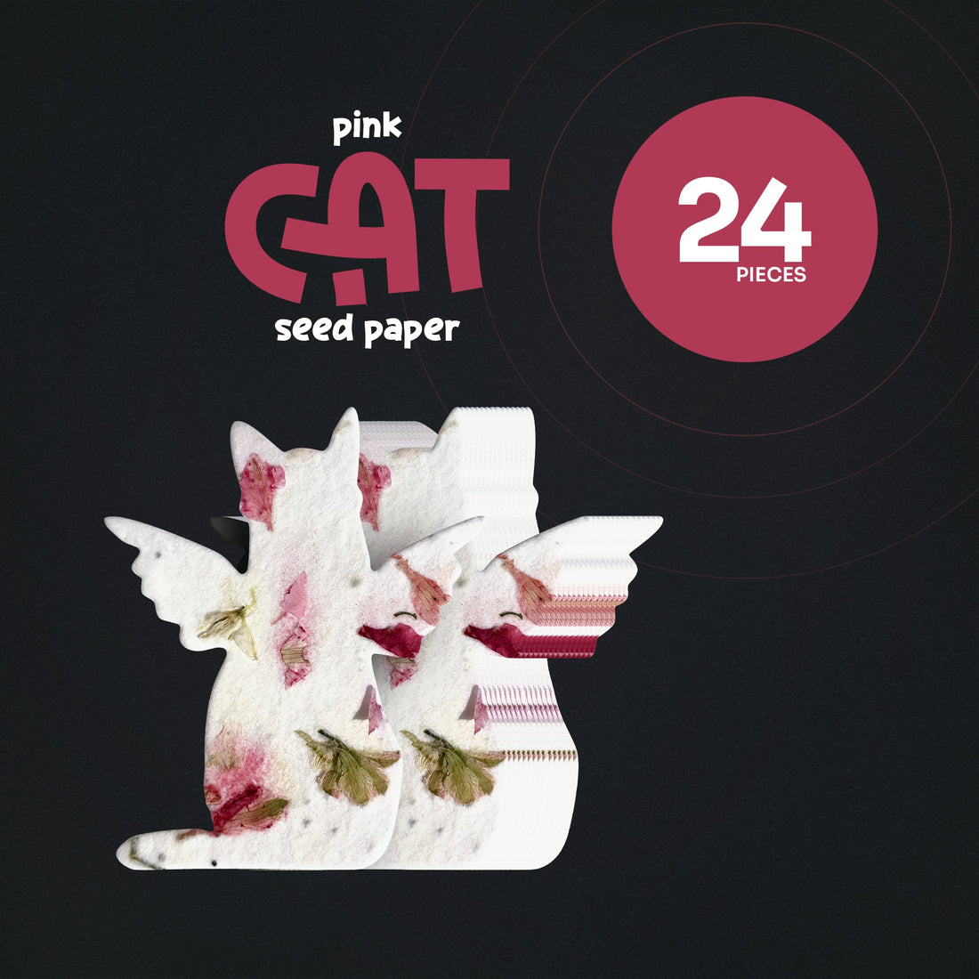 Pink Cat Plantable Seed Paper – Set of 24 - Seed Bloom Gifts