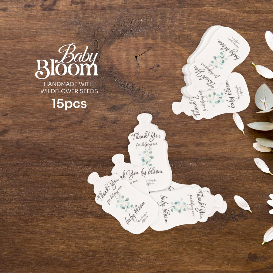 Baby Bottles Plantable Seed Paper –  Set of 15 (Green) - Seed Bloom Gifts