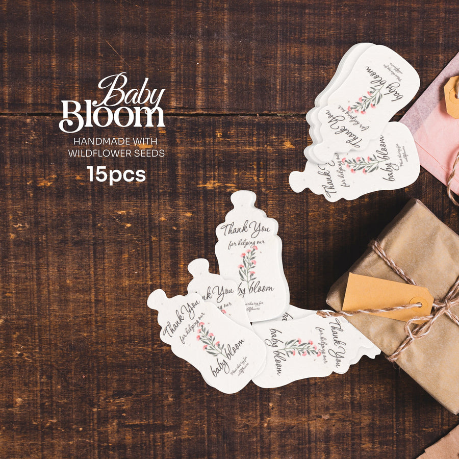 Baby Bottles Plantable Seed Paper –  Set of 15 (Pink) - Seed Bloom Gifts