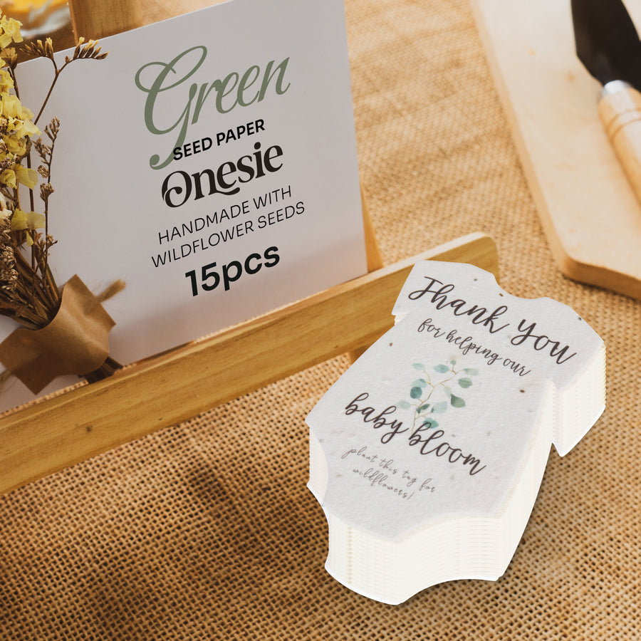 Onesie Plantable Seed Paper - Set of 15 (Green) - Seed Bloom Gifts