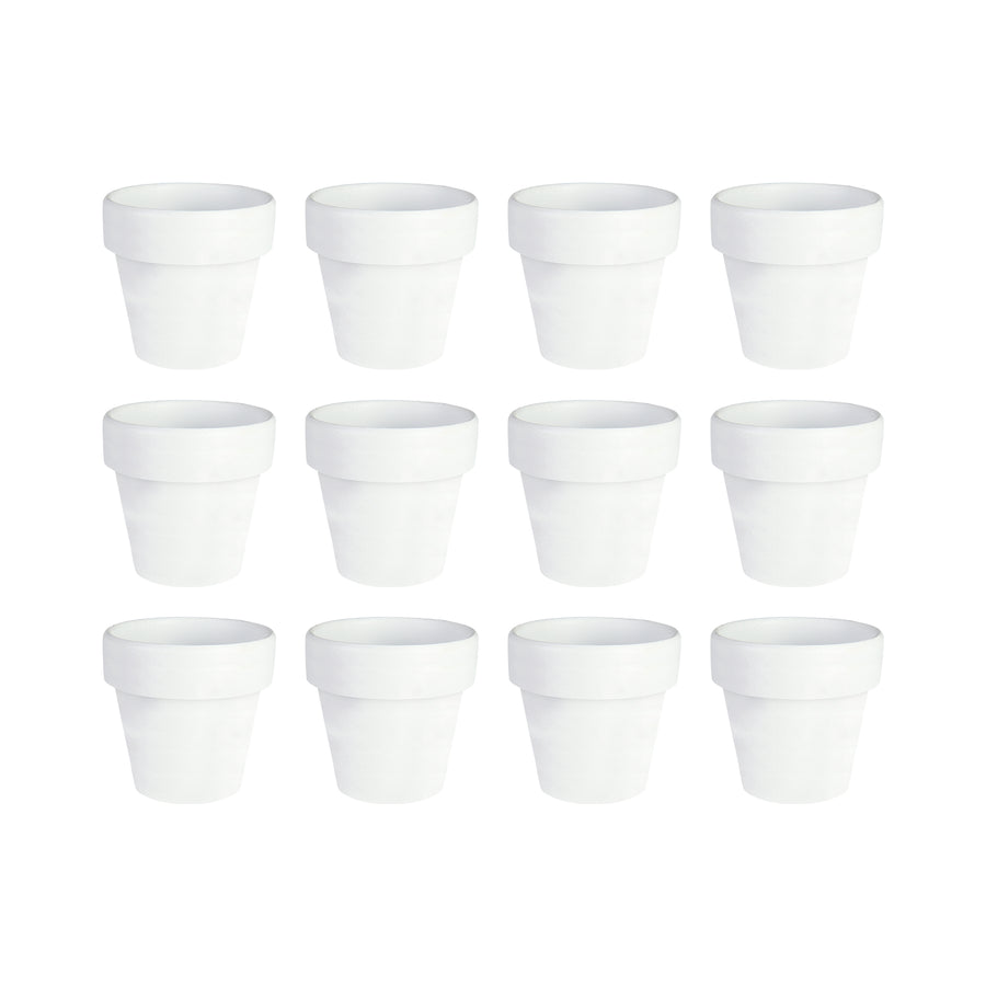 Mini White Terracotta Pots - Set of 12