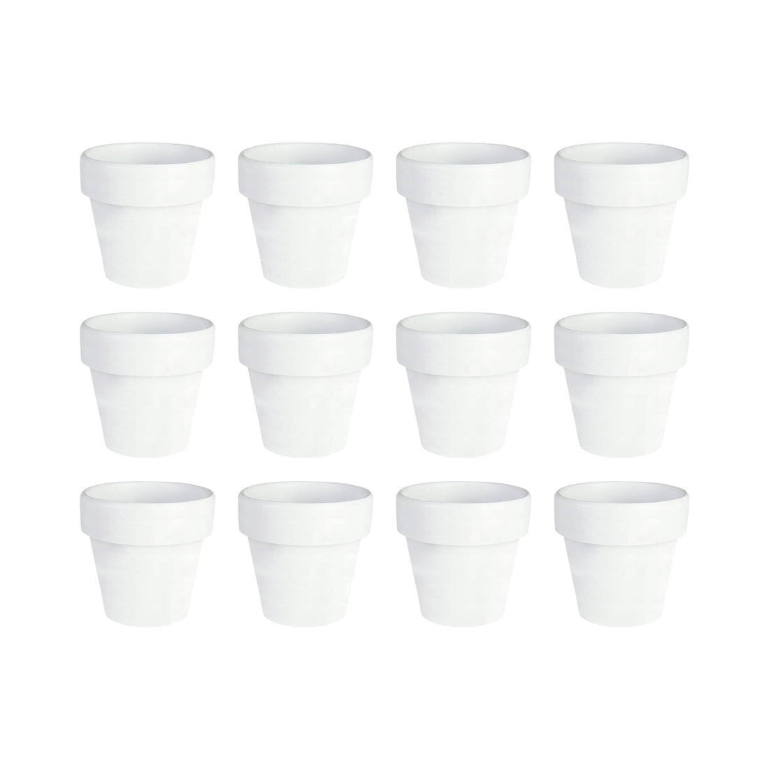 Mini White Terracotta Pots - Set of 12