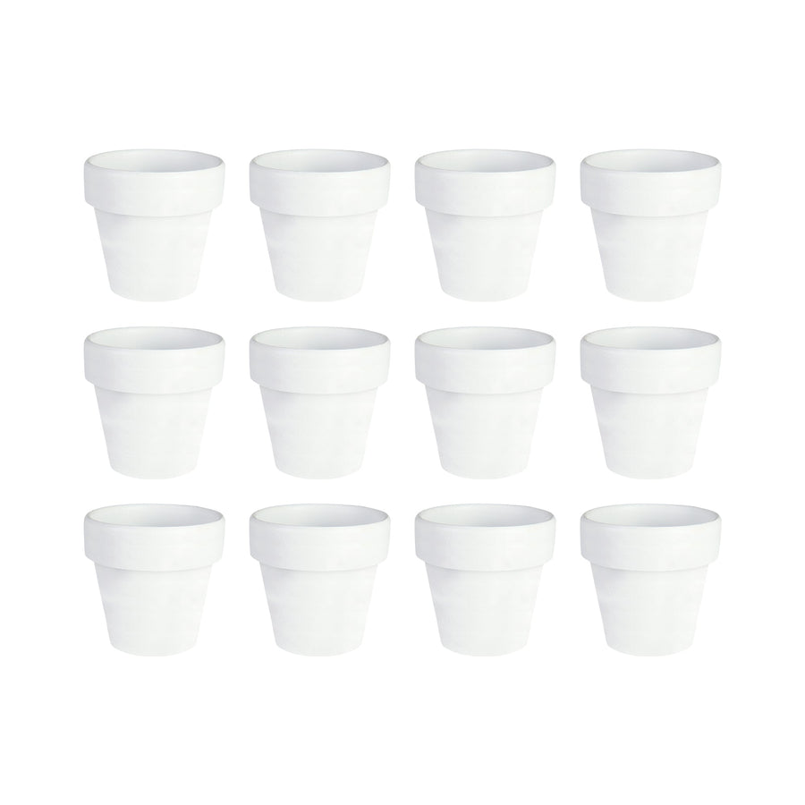 Mini White Terracotta Pots - Set of 12
