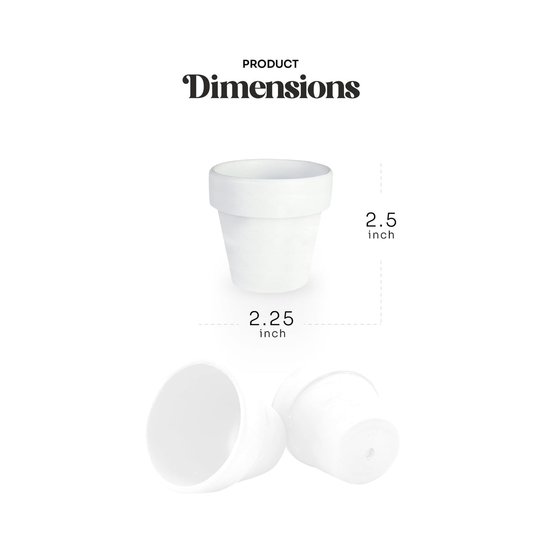 Mini White Terracotta Pots - Set of 12