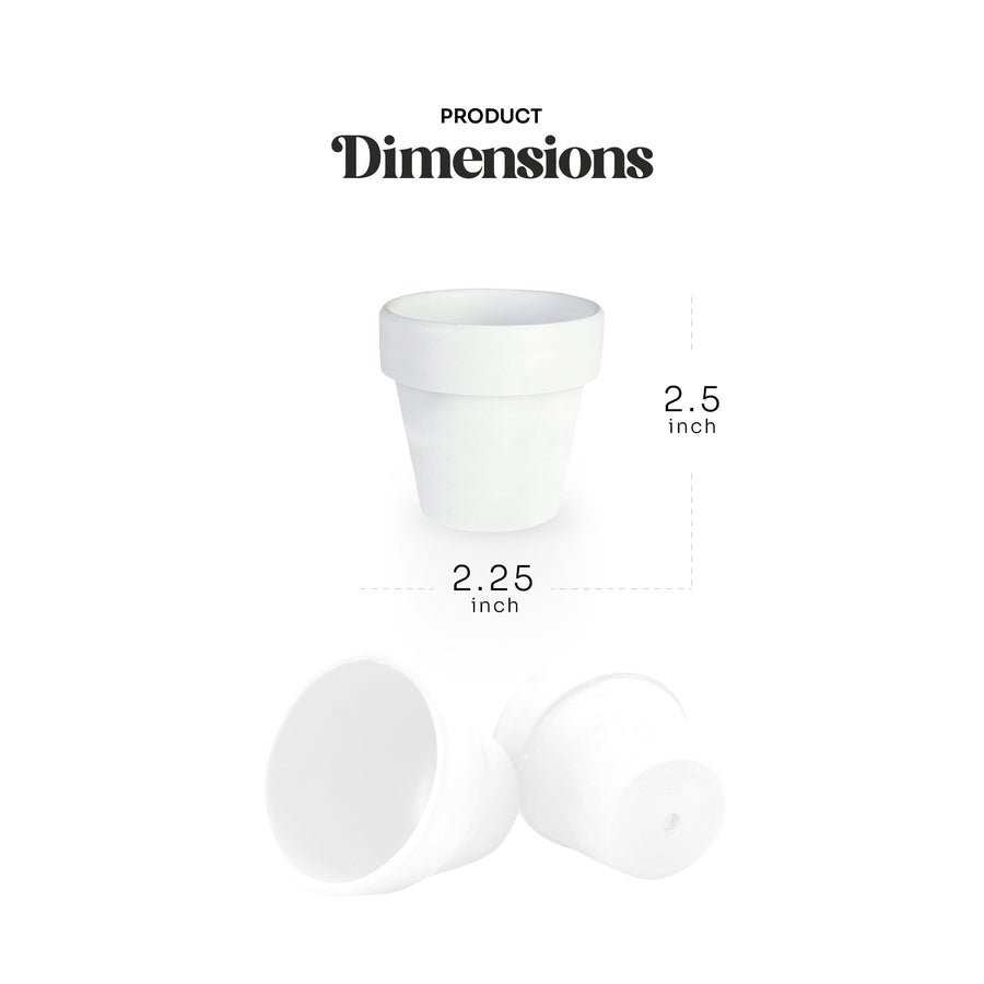 Mini White Terracotta Pots - Set of 12