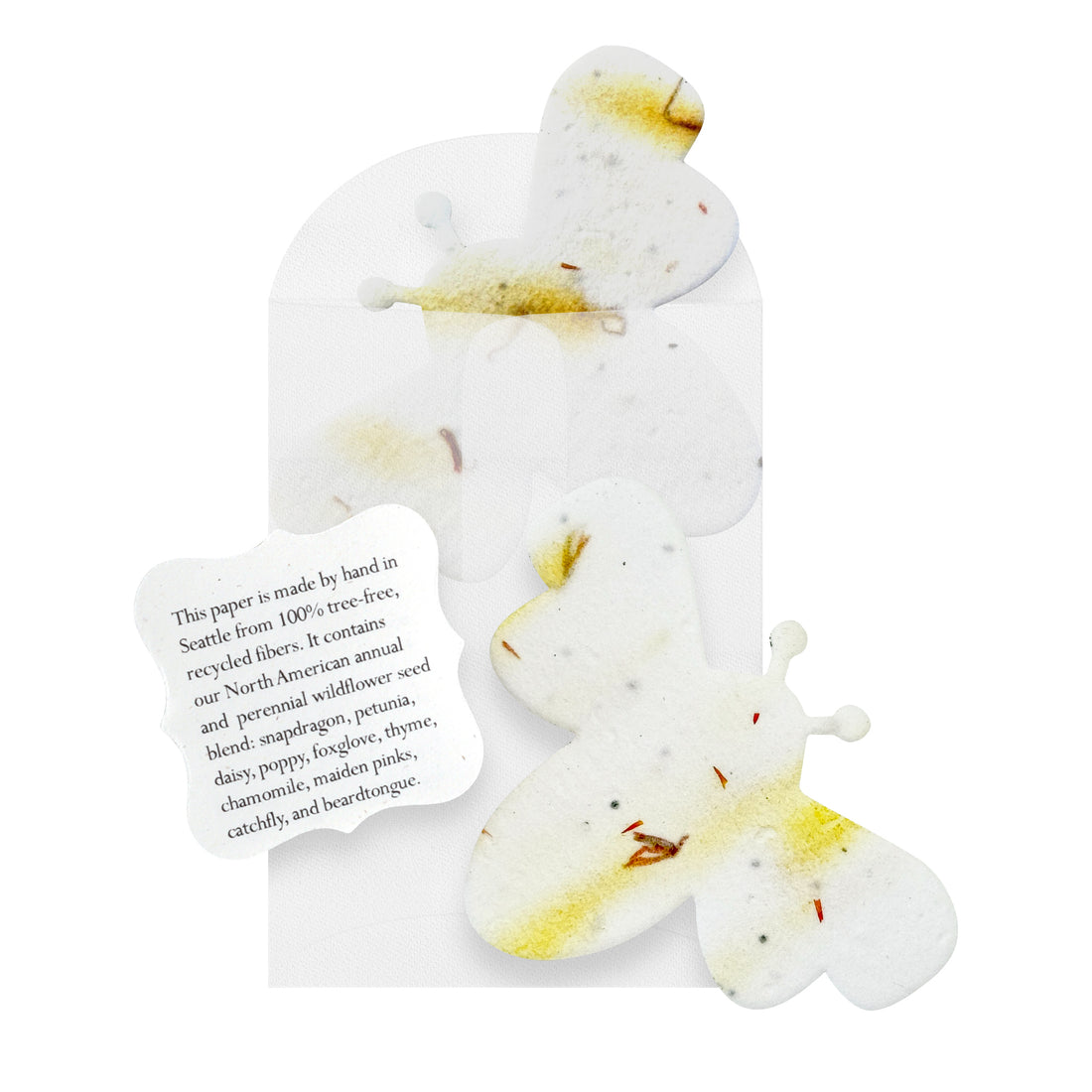 Set of 24 – Plantable Seed Paper Embedded with Wildflower Seeds for Bridal Shower, Wedding Gift, Birthday, & Other Milestone Celebrations (Yellow - Bee Set)