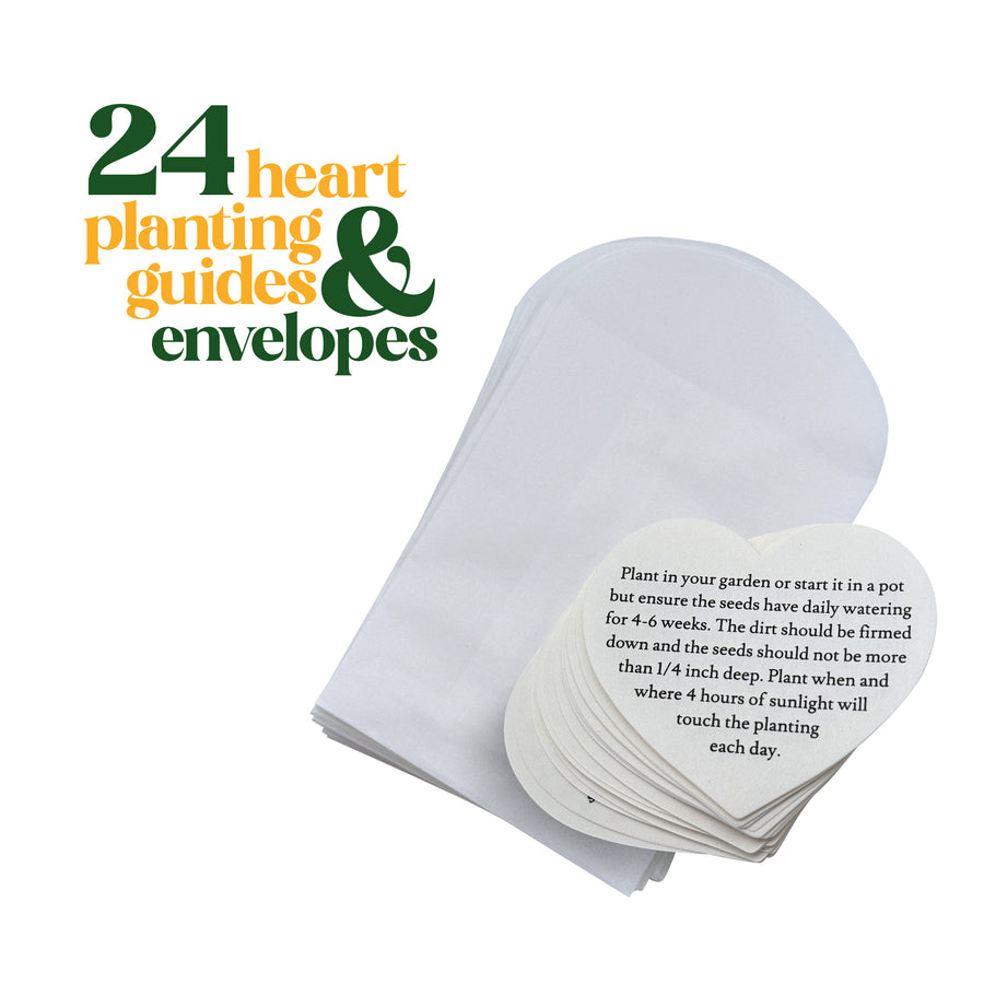 Heart Planting Guide with Glassine Envelopes Set for Plantable Seed Paper- 15 / 24 / 50 pcs