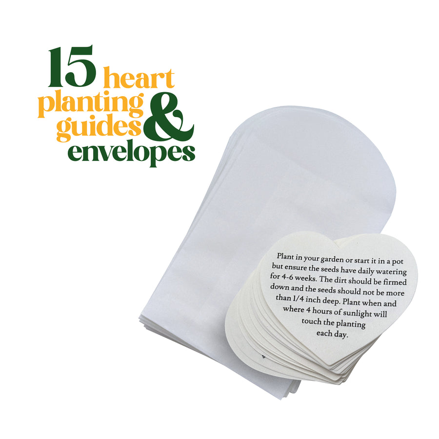 Heart Planting Guide with Glassine Envelopes Set for Plantable Seed Paper- 15 / 24 / 50 pcs