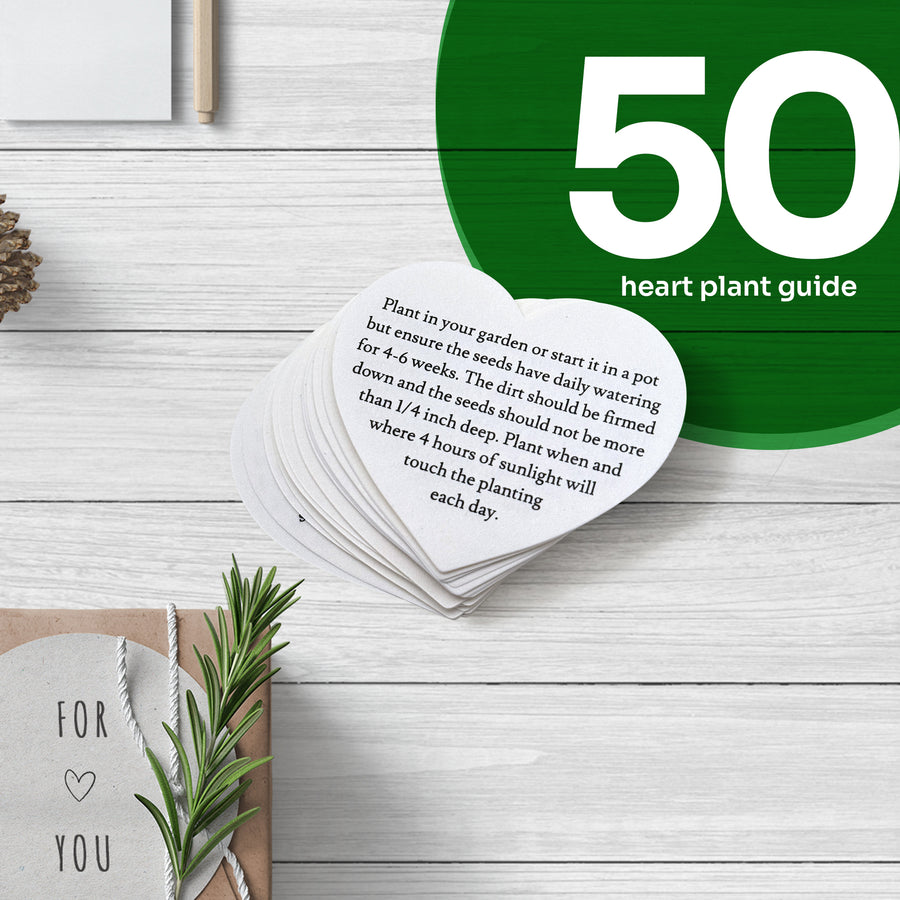 Heart Planting Guide with Glassine Envelopes - Set of 50 - Seed Bloom Gifts