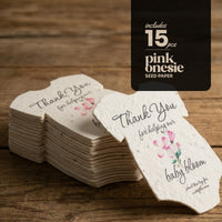 15 pcs of stacked pink plantable onesie baby shower favor by Seed Bloom Gifts
