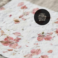 Bloom thank you card adorned with delicate pink floral designs