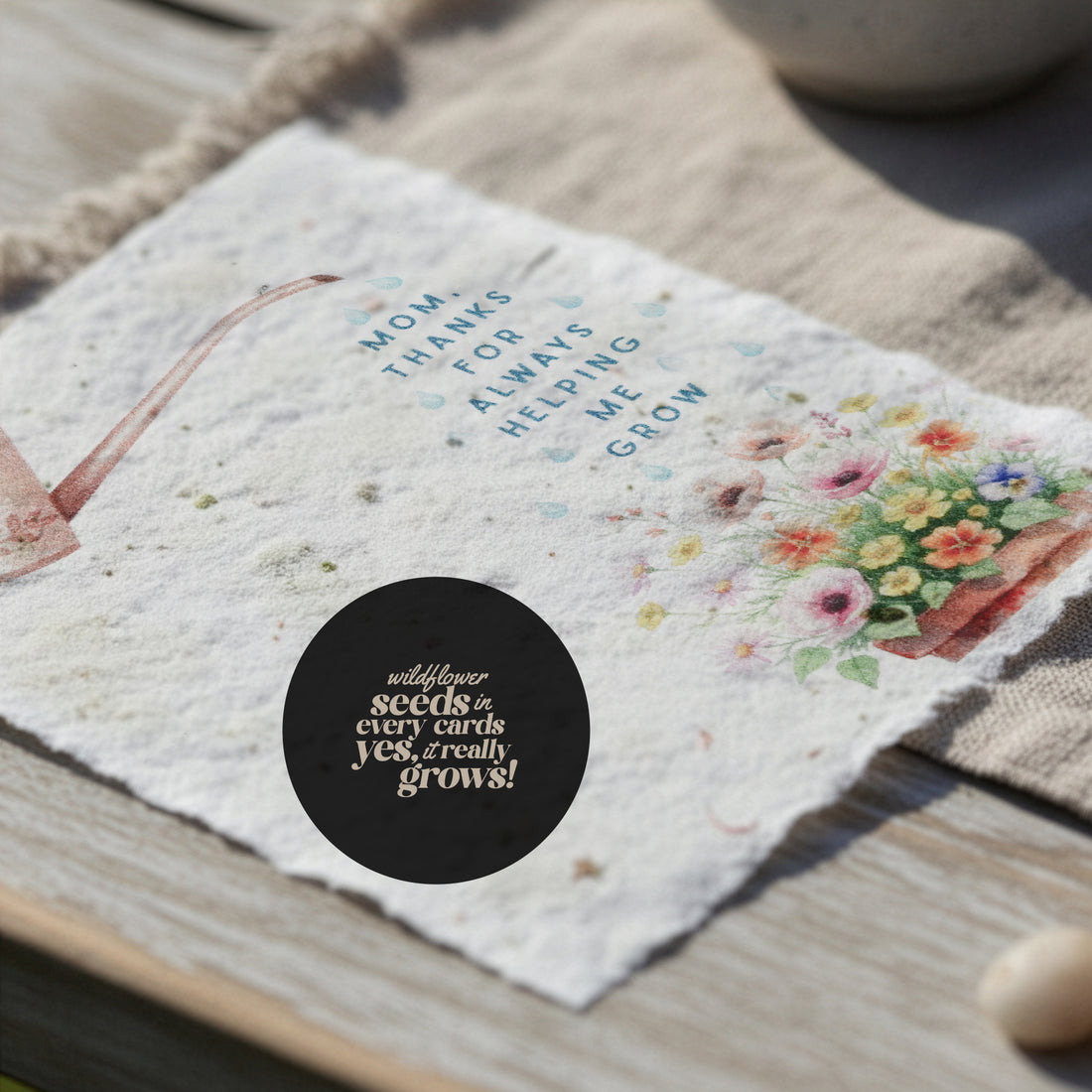 Beautiful watercolor floral print on a card, designed for celebrating Mother&