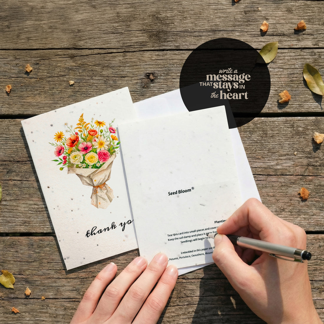 Floral thank you card showcasing a variety of flowers, perfect for expressing thanks