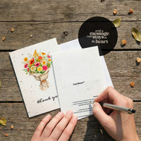 Floral thank you card showcasing a variety of flowers, perfect for expressing thanks