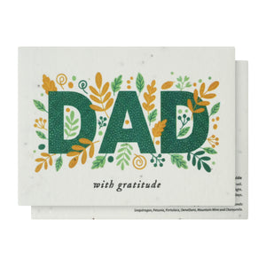 Cheerful Father's Day card showcasing a message of thanks to dad, embellished with colorful blooms