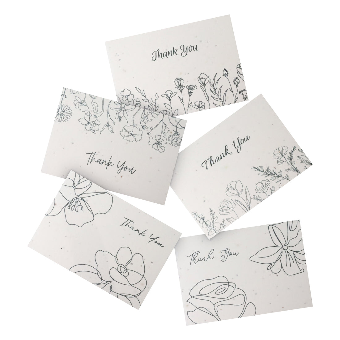  A set of Bloom thank you cards adorned with floral designs and the phrase "Thank You" prominently displayed