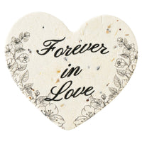 Heart-shaped decorative  memorable favor with 'Forever in Love' text and floral patterns on a white background by Seed Bloom Gifts