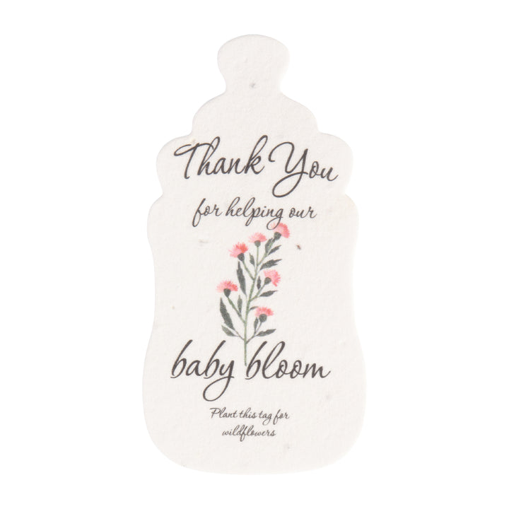 Baby Bottles Plantable Seed Paper –  Set of 15 (Pink) - Seed Bloom Gifts