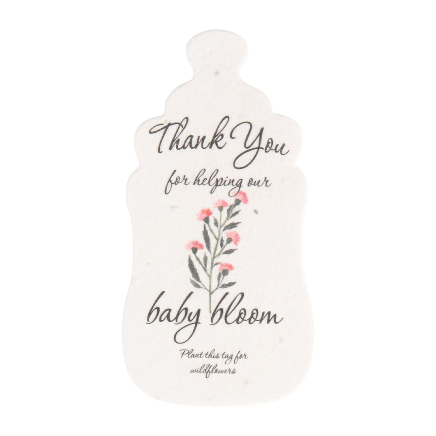 Baby Bottles Plantable Seed Paper –  Set of 15 (Pink) - Seed Bloom Gifts