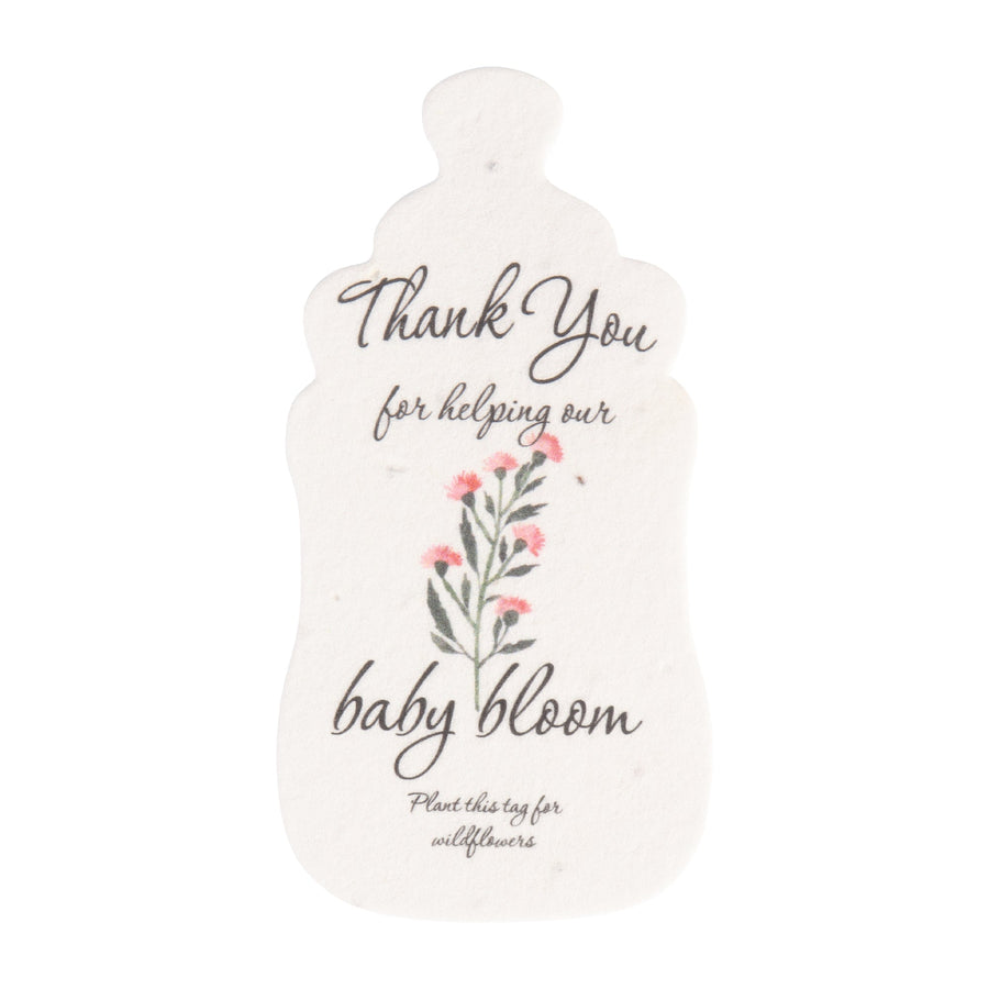 Baby Bottles Plantable Seed Paper –  Set of 15 (Pink) - Seed Bloom Gifts