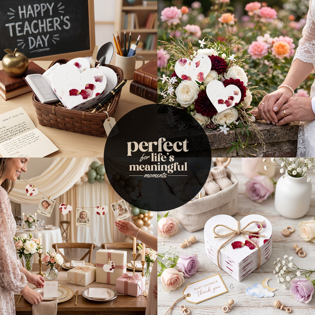 Large Pink Heart Plantable Seed Paper Wedding Favors– Set of 50 - Seed Bloom Gifts