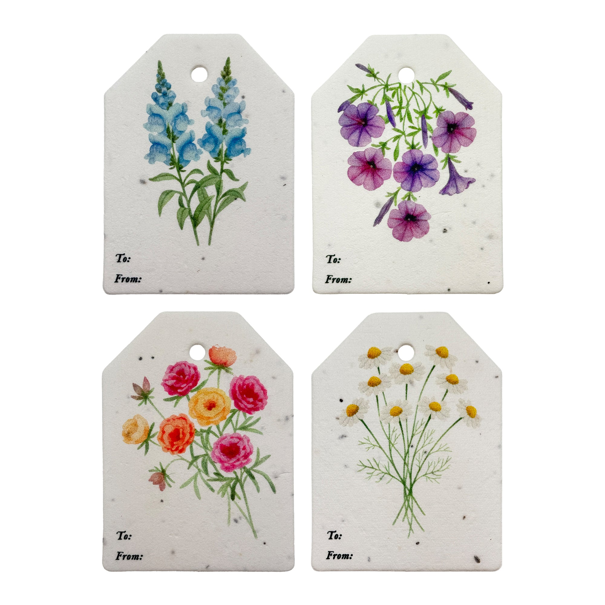 Plantable Floral Gift Tags - Wildflower Seed Paper Tags for Gifts