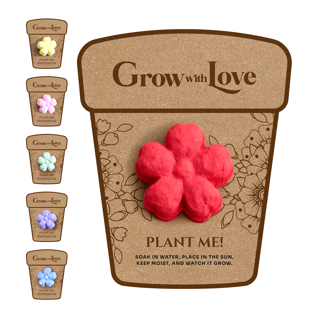 3D Red Flower Plantable Seed Paper- Set of 24- Seed Bloom Gifts
