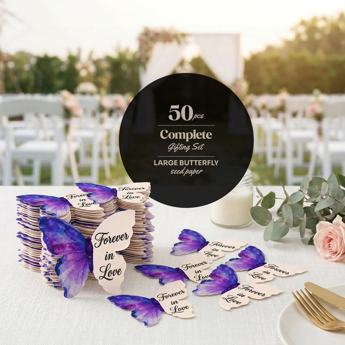 Bloom Wedding Favor butterfly seed paper, 50-piece set