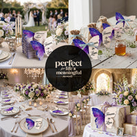 Bloom Wedding Favor butterfly tags at wedding tables and gifts
