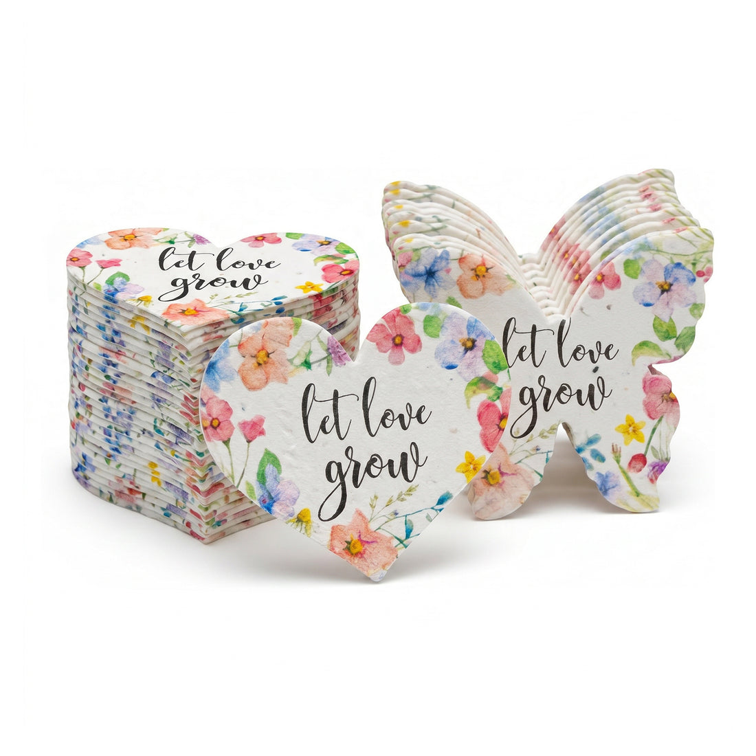 Hearts and Butterfly Favor stacks, let love grow seed paper