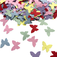 Butterfly-shaped Confetti Seed Paper in rainbow colors including pink, red, yellow, purple, blue, and green