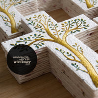 Bloom Cross-Shaped Funeral Favors, Tree of Life seed paper close-up