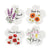 Four floral thank you cards featuring the words "thank you" in various designs, labeled as Bloom Thank You Tags