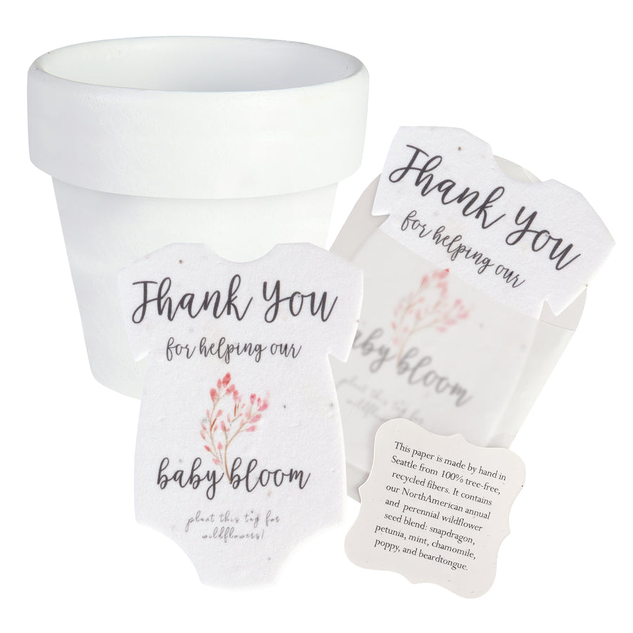 Baby Shower Bundle 2 – Pink Onesie Seed Paper with Terracotta Pots (30 Sets)