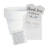 Baby Shower Bundle 1 – Blue Onesie Seed Paper with Terracotta Pots (30 Sets)