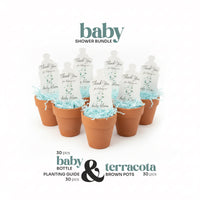 Baby Shower Bundle  6 – Green Baby Bottle Seed Paper Favors with Terracotta Pots (30 Sets) (Copy)