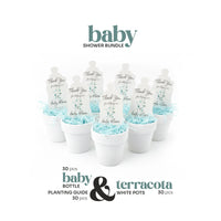 Baby Shower Bundle  6 – Green Baby Bottle Seed Paper Favors with Terracotta Pots (30 Sets) (Copy)