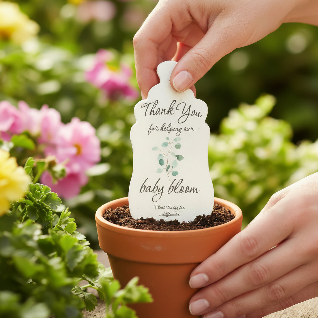 Baby Shower Bundle  6 – Green Baby Bottle Seed Paper Favors with Terracotta Pots (30 Sets) (Copy)