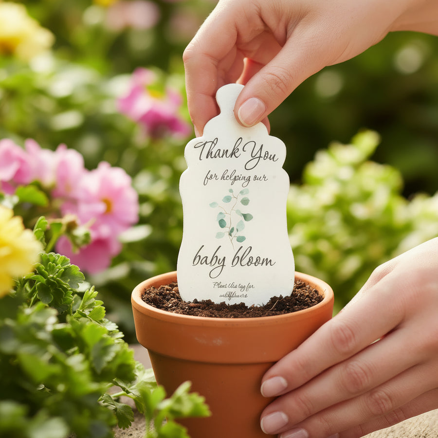 Baby Shower Bundle  6 – Green Baby Bottle Seed Paper Favors with Terracotta Pots (30 Sets) (Copy)