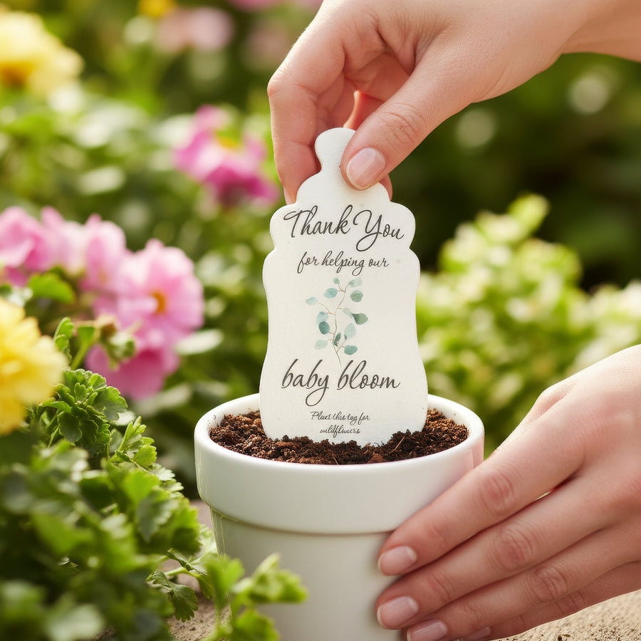 Baby Shower Bundle  6 – Green Baby Bottle Seed Paper Favors with Terracotta Pots (30 Sets) (Copy)