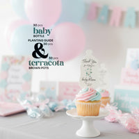 Baby Shower Bundle  6 – Green Baby Bottle Seed Paper Favors with Terracotta Pots (30 Sets) (Copy)