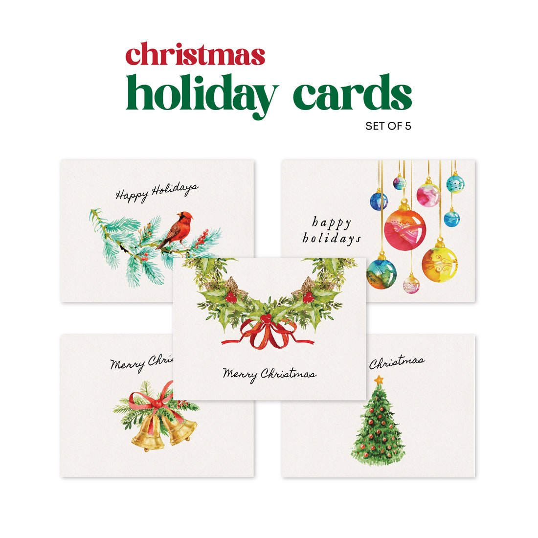 Set of Christmas plantable holiday cards by Seed Bloom Gifts with various designs on a white background