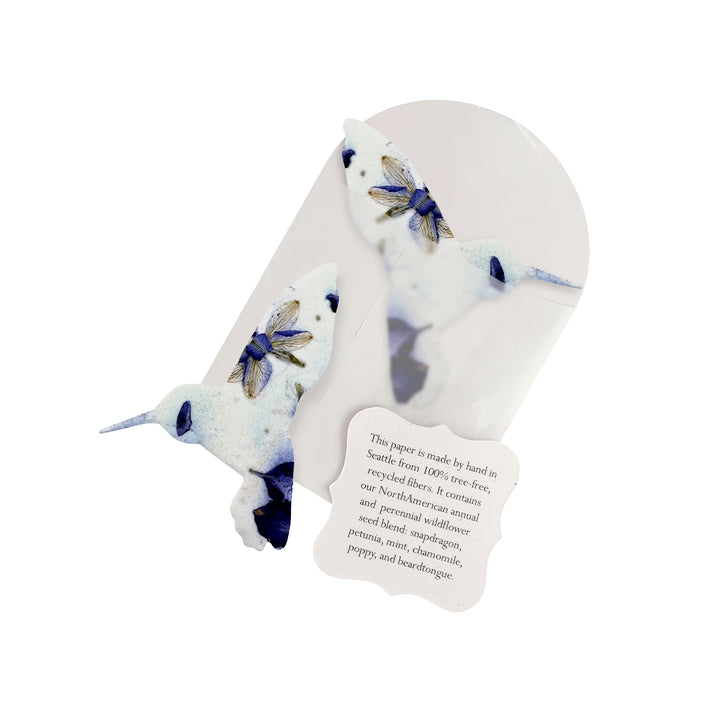 Celebration of life seed paper witht a hummingbird for pets, baby showers or party favors
