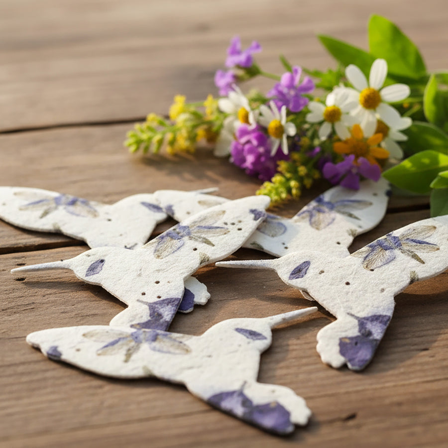 Celebration of Life Hummingbird Seed Paper Bundle – 48 Plantable Hummingbirds, 50 Planting Guides