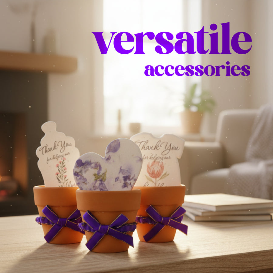 Purple Satin Pot Bows – 6 Decorative Wraps for Gifts & Plants - Seed Bloom Gifts