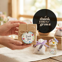 Set of floral thank you tags with a vibrant bloom pattern, ideal for gifts and appreciation notes